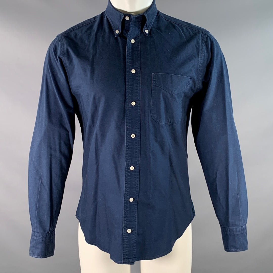 GITMAN BROS Size M Indigo Cotton One pocket Long Sleeve Shirt