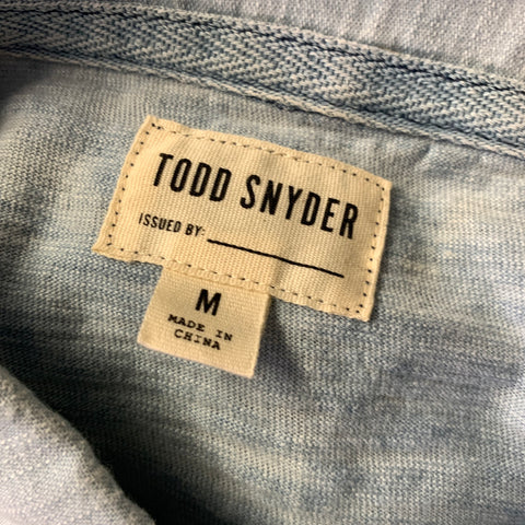 TODD SNYDER Size M Blue Light Blue Heather Cotton Henley Pullover