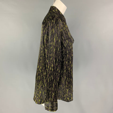 EQUIPMENT FEMME Size L Black Green Print Button Up Shirt
