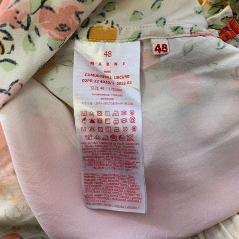 MARNI Size M Distressed Floral Long Sleeve Long Sleeve Shirt
