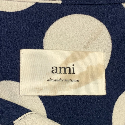 AMI by ALEXANDRE MATTIUSSI Size S Navy White Polka Dot Short Sleeve Shirt