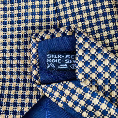 SALVATORE FERRAGAMO Navy Beige Checkered Silk Tie