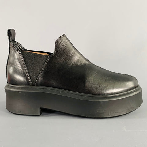 THE ROW Size 7.5 Black Leather Platform Chelsea Boots