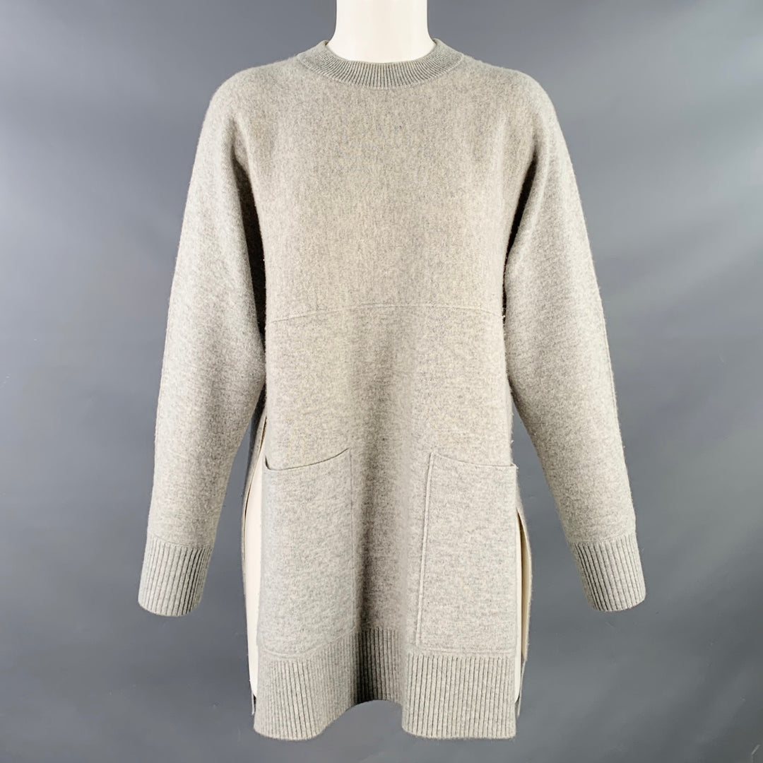 PROENZA SCHOULER Size XS Heather Grey Cashmere Blend Crew Neck Large Pockets Pullover