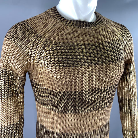 MICHAEL KORS Size XS Brown Gold Knit Cotton Viscose Angora Ribbed Sweater