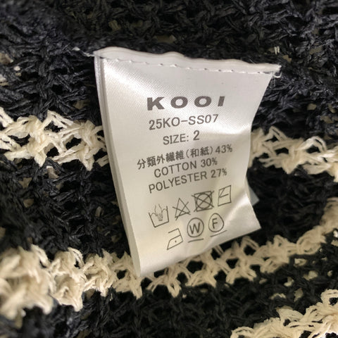 KOOI Size M Cream Black Knit Cotton Blend Zip Sweater