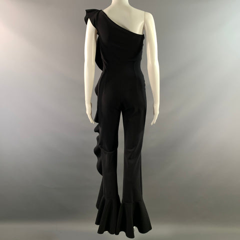 CHIARA BONI Size 4 Black Polyamide Blend Ruffle Jumpsuits