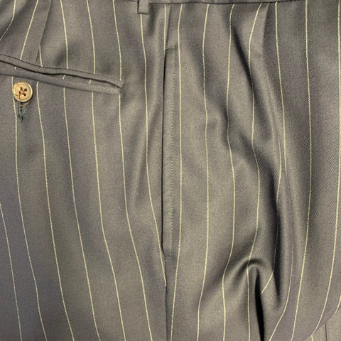 POLO by RALPH LAUREN Size L Regular Navy Grey Pinstripe Virgin Wool Suit