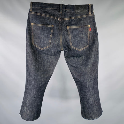 BACKBONE Size L Navy Cotton Straight Raw Edge Jeans