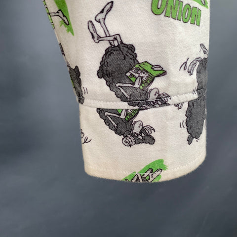 UNION Size L White Green Grey Print Cotton Shirt Jacket