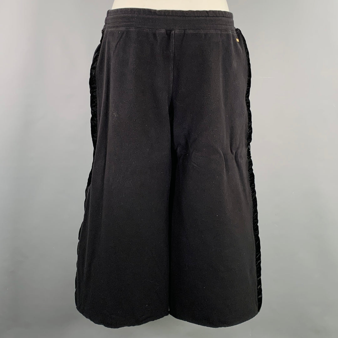 ALAIA Size M Black Cotton Blend Wide Leg Casual Crop Pants