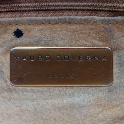 MAURO GOVERNA Tan Alligator Leather Handbag