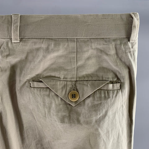 GIANNI VERSACE Size 32 Grey Pleated Cotton Relaxed fit Dress Pants