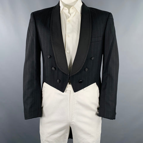 AFTER SIX Size 42 Black Grey Stripe Coattails Tuxedo Jacket