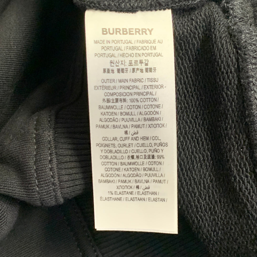 BURBERRY Size S Pancras Black Crystal Embellishment Cotton Crew Neck Sweatshirt