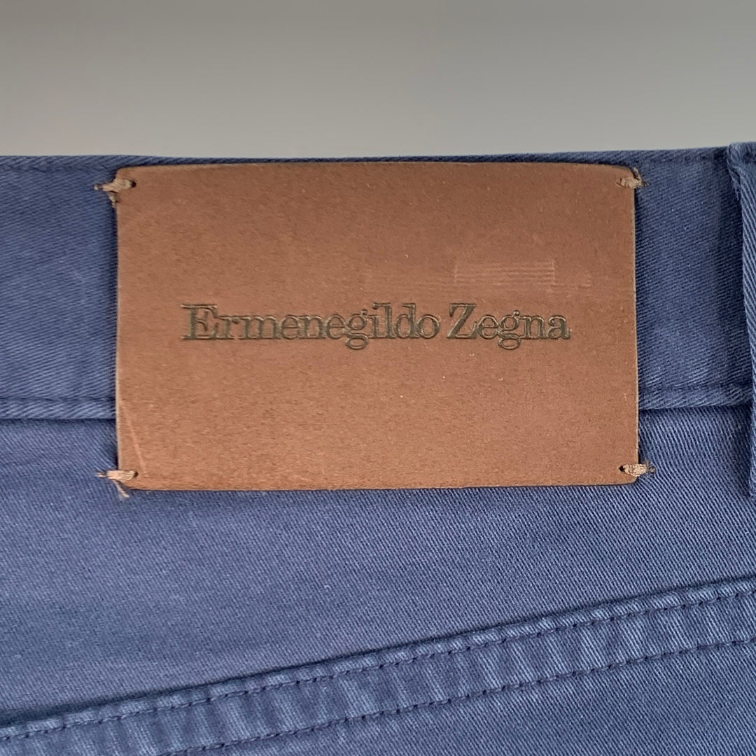 ERMENEGILDO ZEGNA Size 30 Navy Cotton Blend Jean Cut Casual Pants