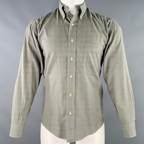BUTTON DOWN Size S Black White Houndstooth Cotton Long Sleeve Shirt