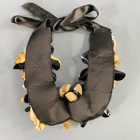 MARNI Black Gold Floral Tie Necklace