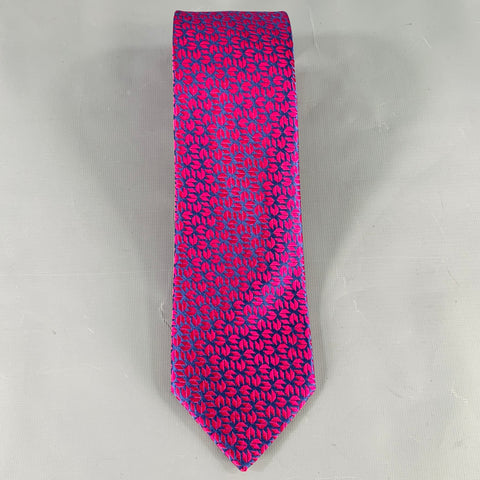 CHARVET Navy Fuchsia Textured Silk Tie