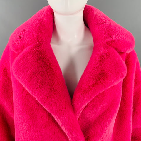 STAND STUDIO Size S Savannah Pink Polyester Oversized Faux Mink Fur Jacket