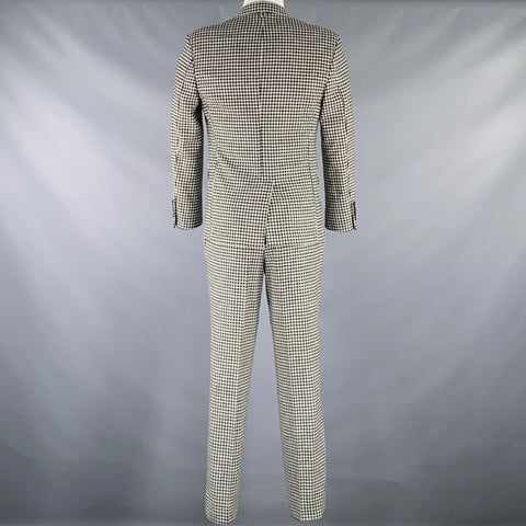 BLACK FLEECE Size 38 Black White Checkered Wool Notch Lapel Suit