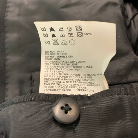 JIL SANDER Taille 38 Costume noir en laine patchwork à un bouton