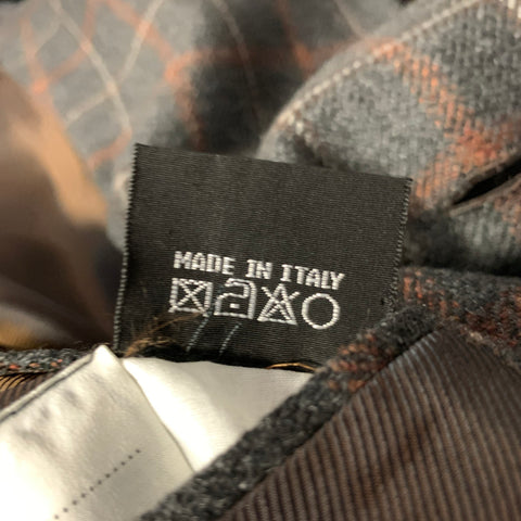 KITON Size 40 Grey Brown Plaid Cashmere Notch Lapel Sport Coat
