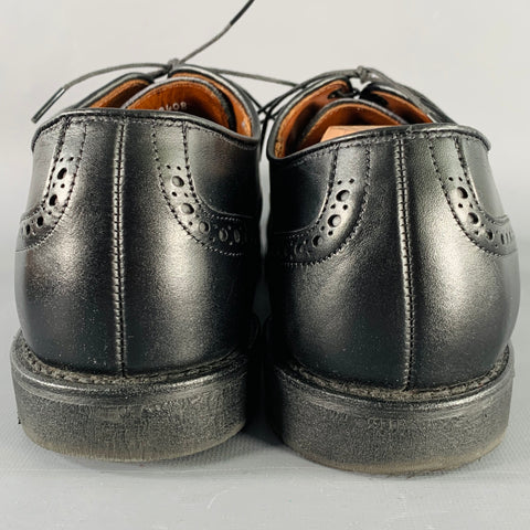 ALLEN EDMONDS Size 12 Black Perforated Leather Cap Toe Lace-Up Shoes