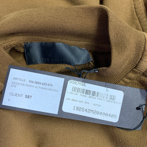 HAIDER ACKERMANN Size L Brown Cotton Blend Crew Neck Sweatshirt