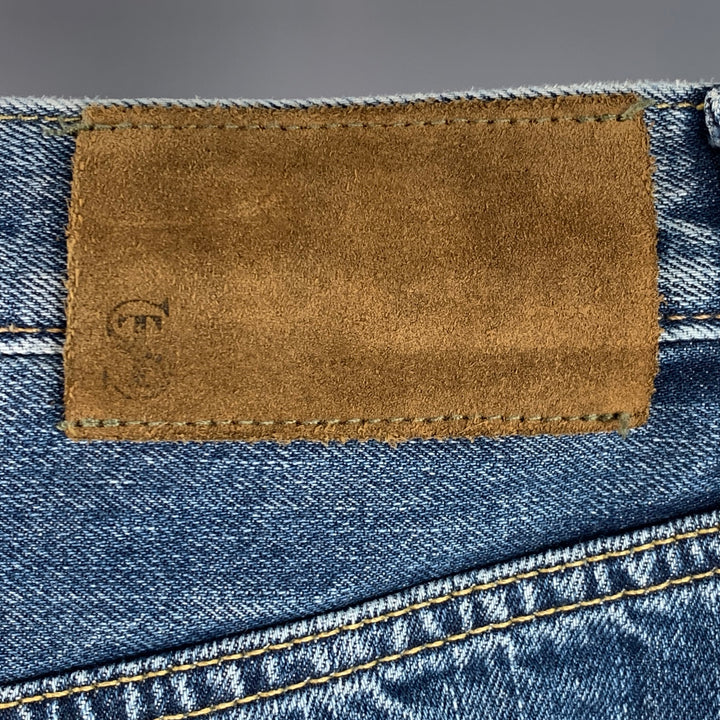 TODD SNYDER Size 32 Blue Cotton Straight Selvedge Denim Button Fly Jeans