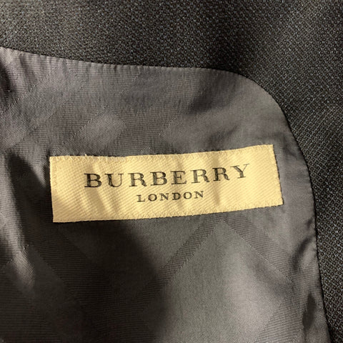 BURBERRY Size 40 Navy Heather Wool Two Button Suit