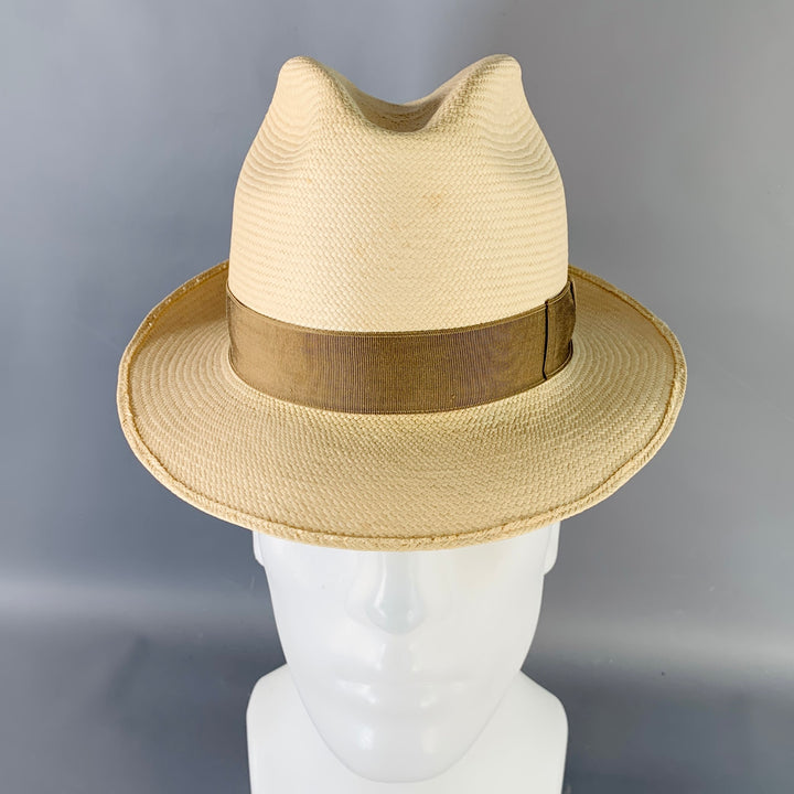 BARNEY'S NEW YORK Size S Beige Taupe Woven Straw Fedora