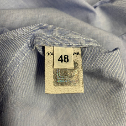 D&G by DOLCE & GABBANA Size 38 Blue One Pocket Long Sleeve Shirt