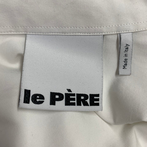 le PERE Size M White Logo Cotton Double Sleeve Long Sleeve Shirt