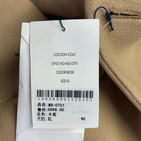 MR. GENTLEMAN Size 42 Khaki Solid Wool Blend Notch Lapel Coat