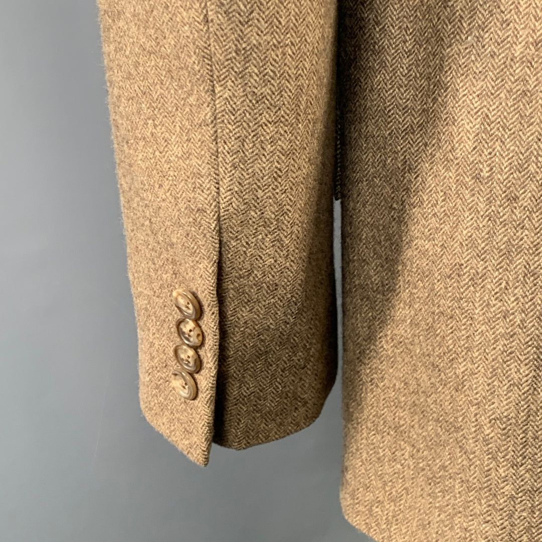 POLO by RALPH LAUREN Size 42 Long Brown Herringbone Virgin Wool Suit