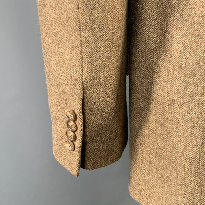 POLO by RALPH LAUREN Size 42 Long Brown Herringbone Virgin Wool Suit