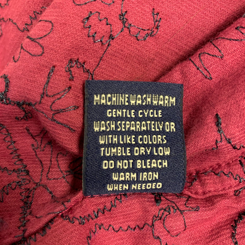 ROBERT GRAHAM Size L Magenta Blue Embroidery Cotton Button Up Long Sleeve Shirt