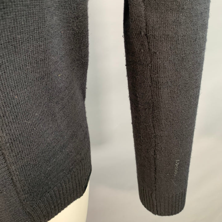 G-STAR Size M Black Cotton Wool Blend Knit Double Breasted Buttoned Cardigan