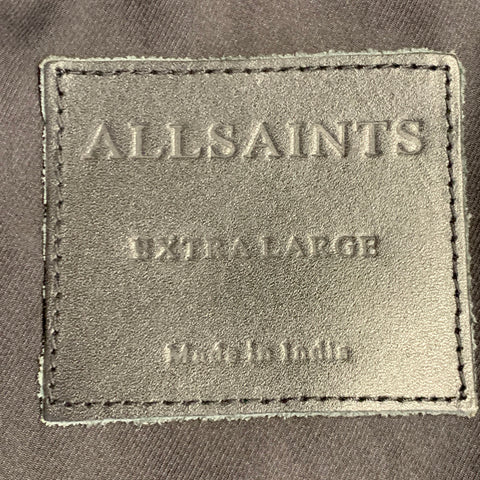 ALLSAINTS Size XL Colt Black Sheepskin Leather Bomber Jacket