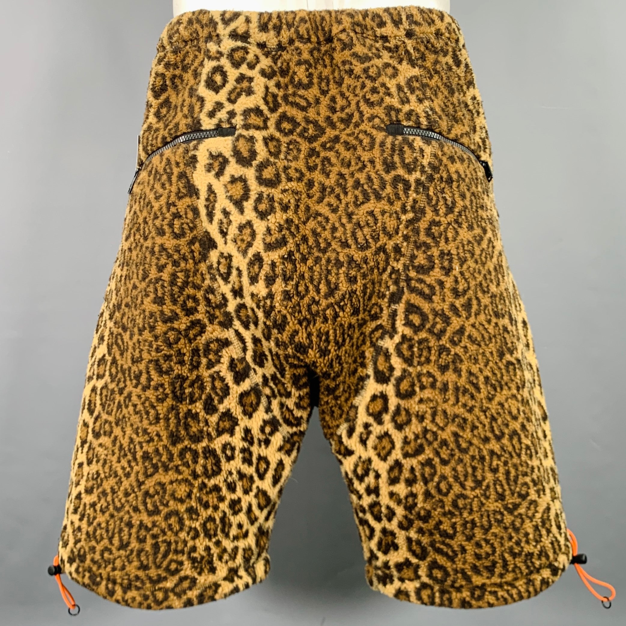 Y-3 Size S Brown Beige Animal Print Fleece Oversized Shorts – Sui
