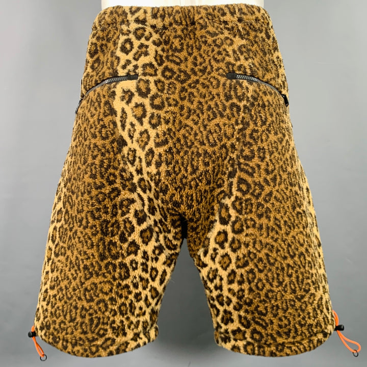 Y-3 Size S Brown Beige Animal Print Fleece Oversized Shorts