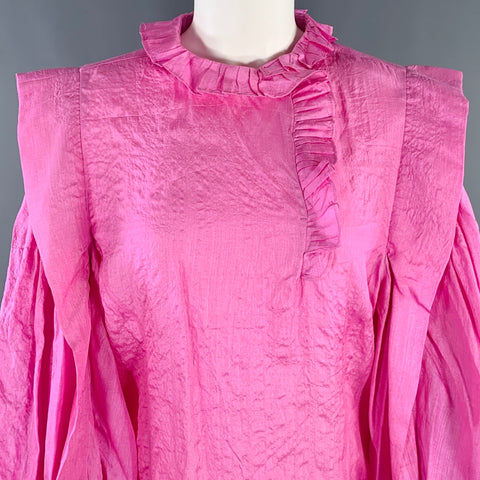 ISABEL MARANT Size 2 Chandra Pink Silk Ruffle Blouse