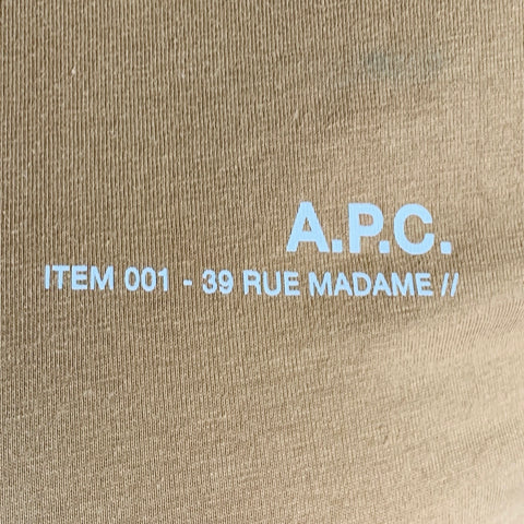 A.P.C. Size L Tan Cotton Crew Neck T-shirt