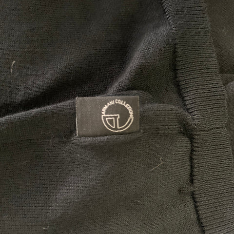 ARMANI COLLEZIONI Size L Black Knit Ribbed Pullover