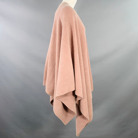 EMPORIO ARMANI Rose Pink Ribbed Wool Angora Blend Knit Scarf Shawl