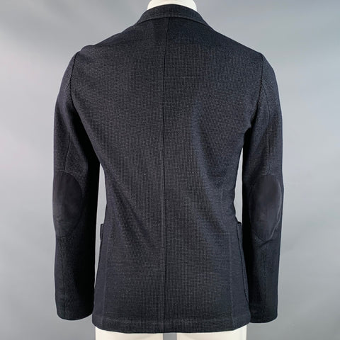 ARMANI COLLEZIONI Size 40 Black Blue Textured Wool Blend Sport Coat