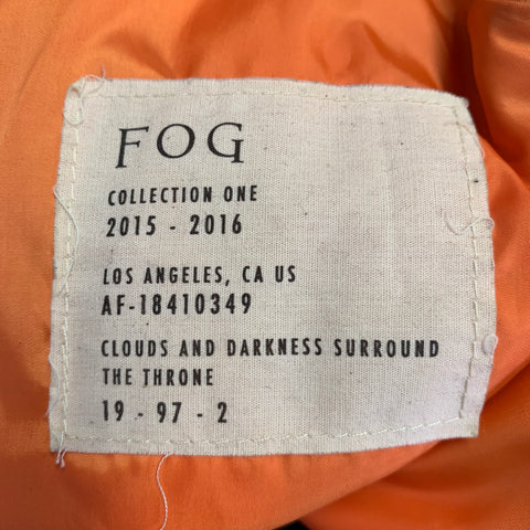 FEAR OF GOD 2015 Taille S Gilet Noir Nylon Double Fermeture Éclair