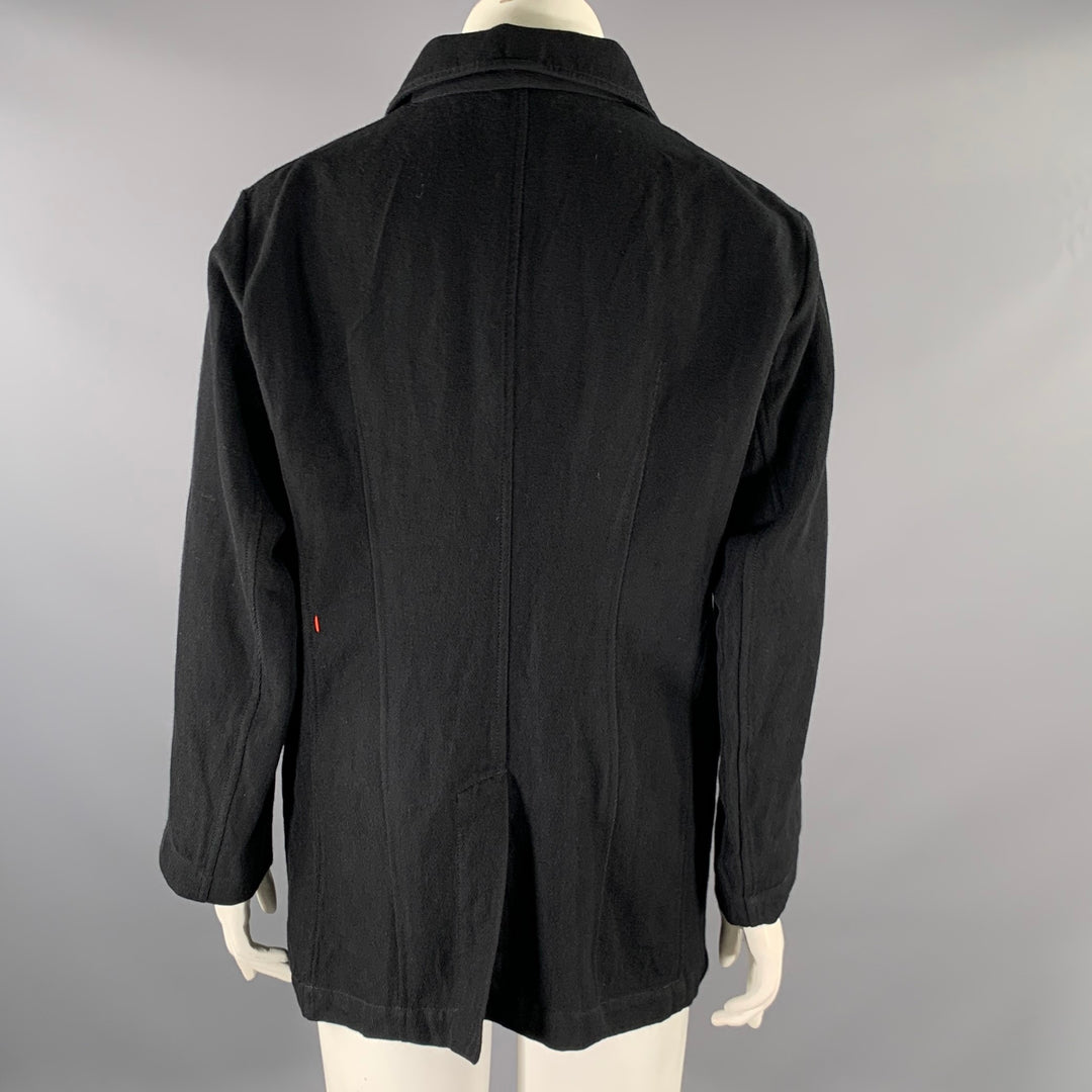 CASEY CASEY Size L Black Wool Linen 3 button Jacket