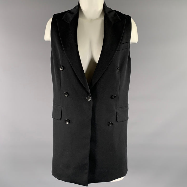 RAG & BONE Size 8 Black Wool Blend Double Breasted Vest